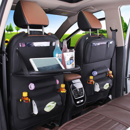 Leather Car Seat Organizer with Tray
